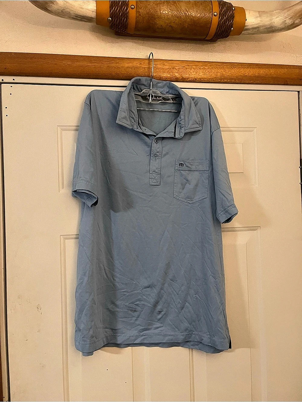 TravisMathew Men's Polo Shirt in Blue Size Large